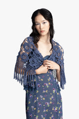 Linen Crochet Shawl- Denim - Anna Sui Outlet