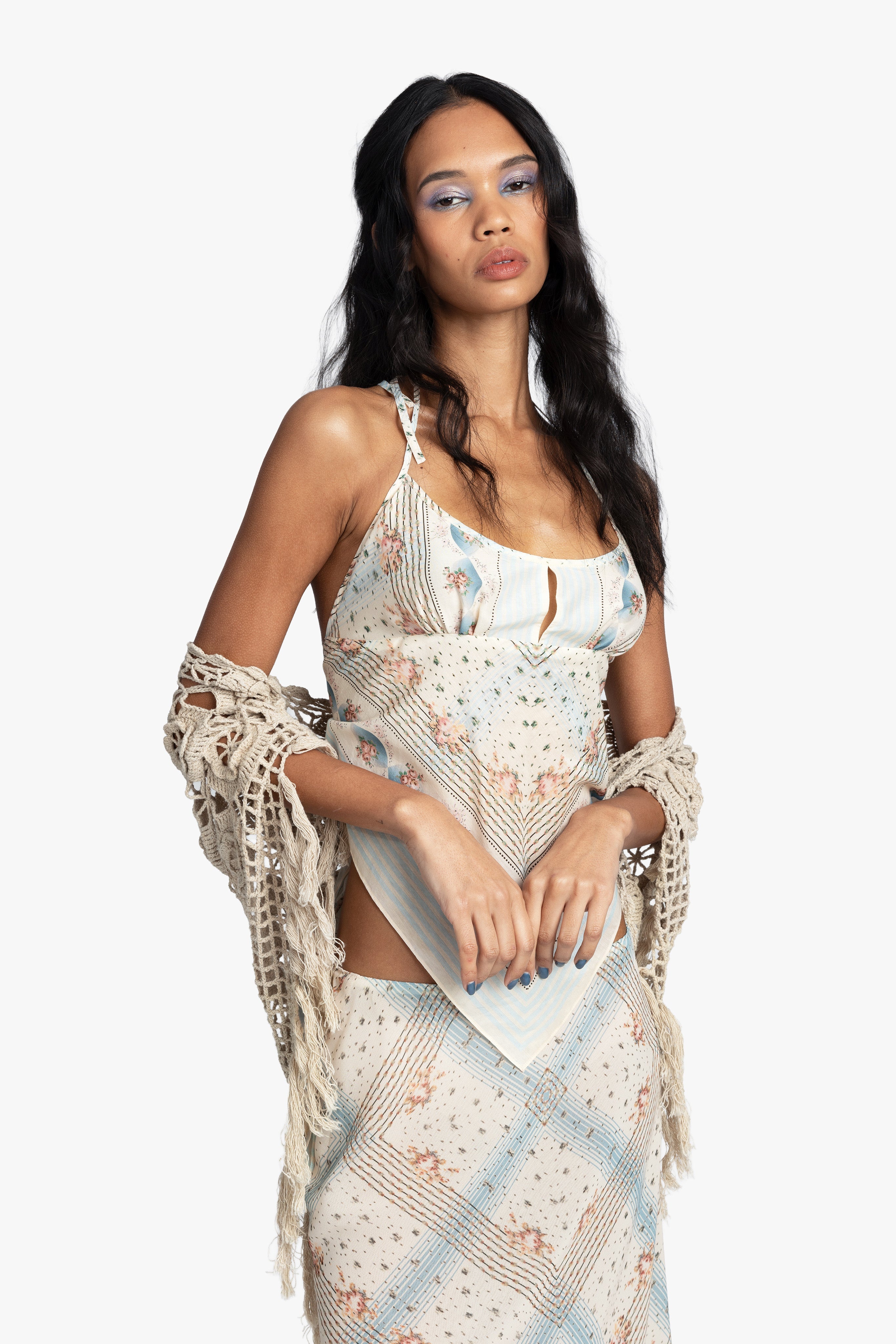 Linen Crochet Shawl- Linen - Anna Sui Outlet