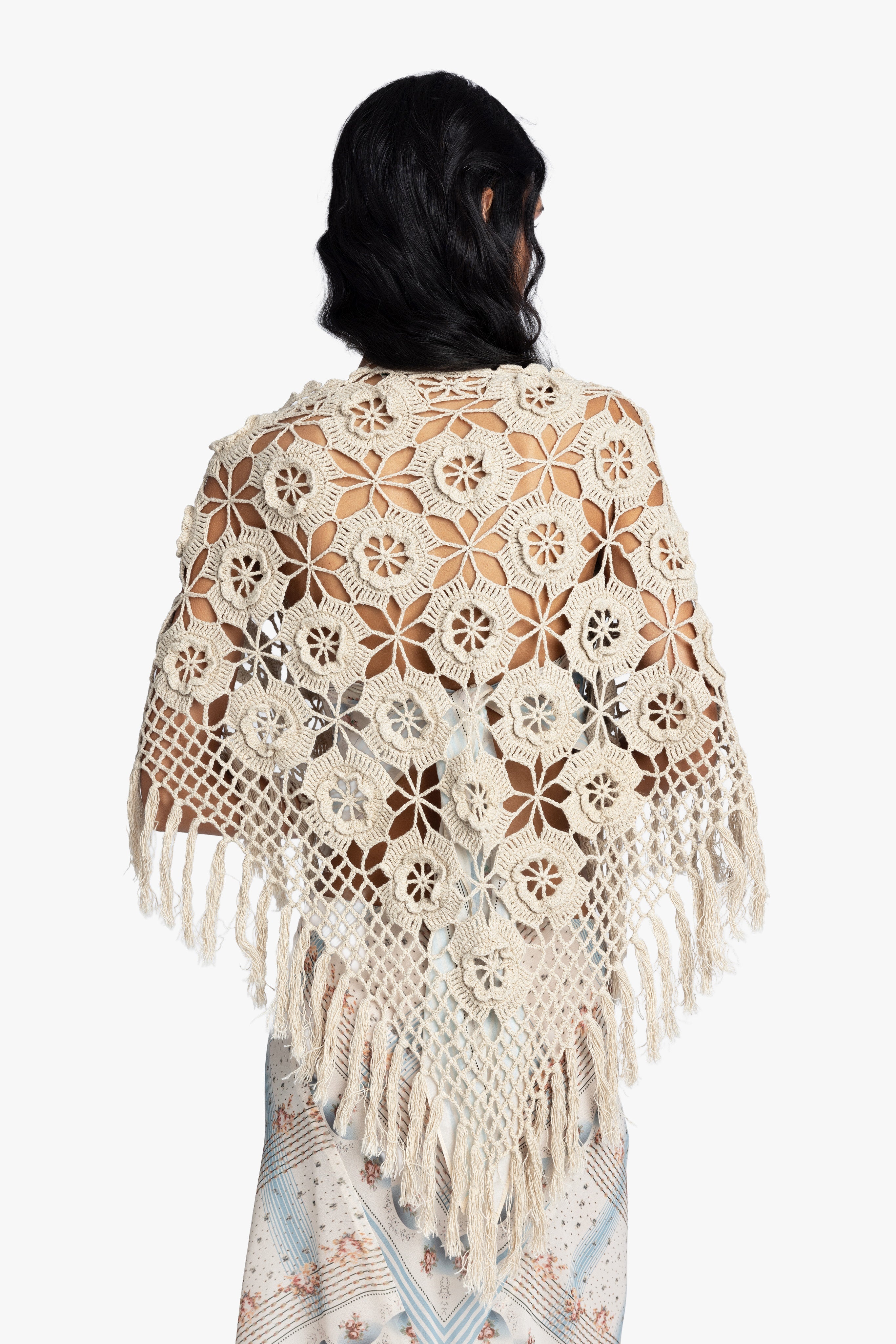 Linen Crochet Shawl- Linen - Anna Sui Outlet