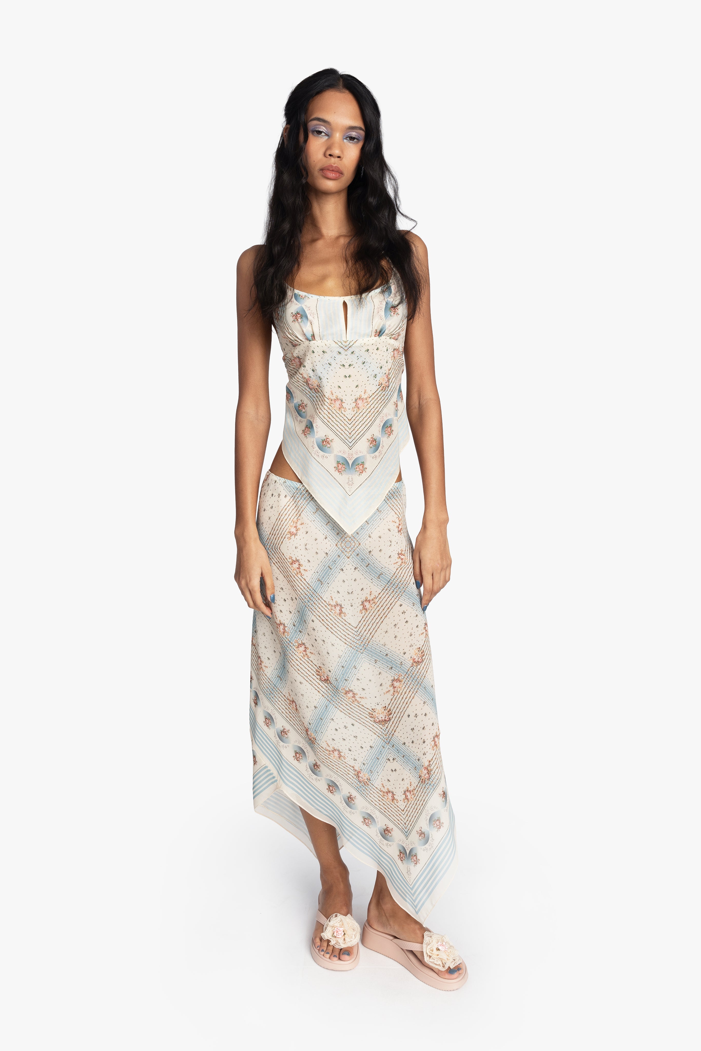 Heritage Scarf Print Chiffon Skirt - Anna Sui Discount