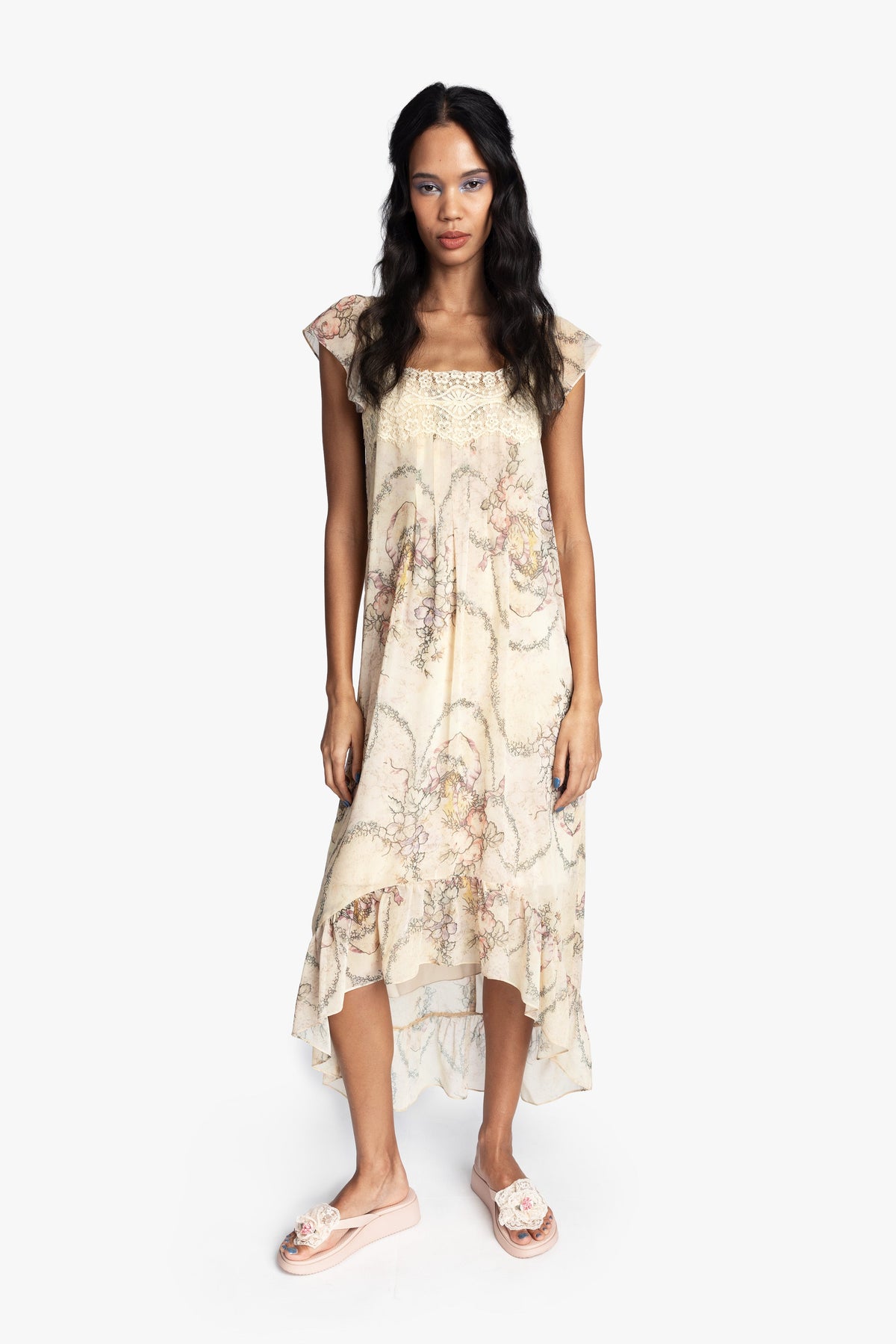 Spirit Bloom Chiffon Ruffle Dress - Anna Sui Online