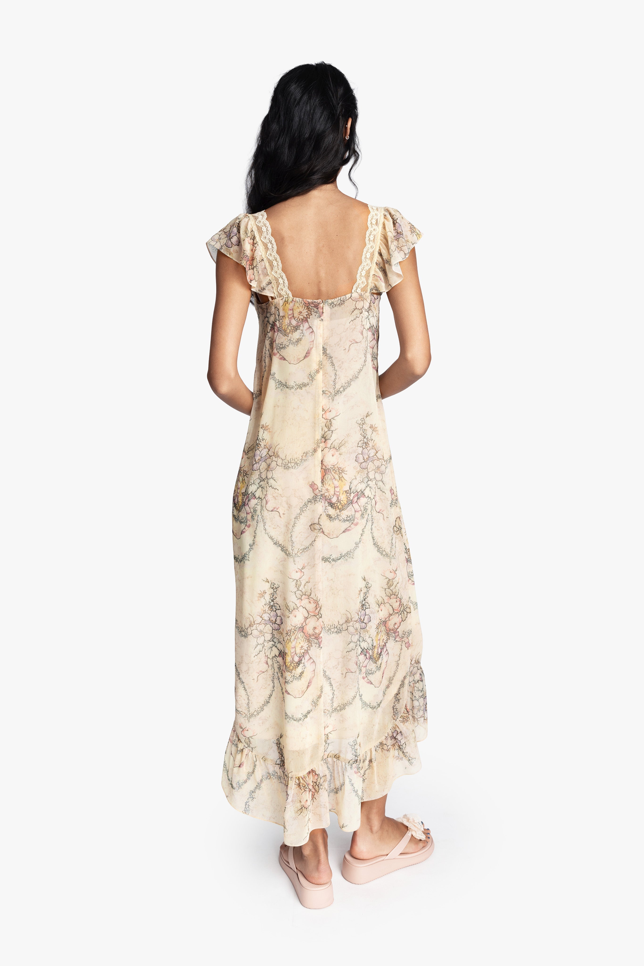 Spirit Bloom Chiffon Ruffle Dress - Anna Sui Online