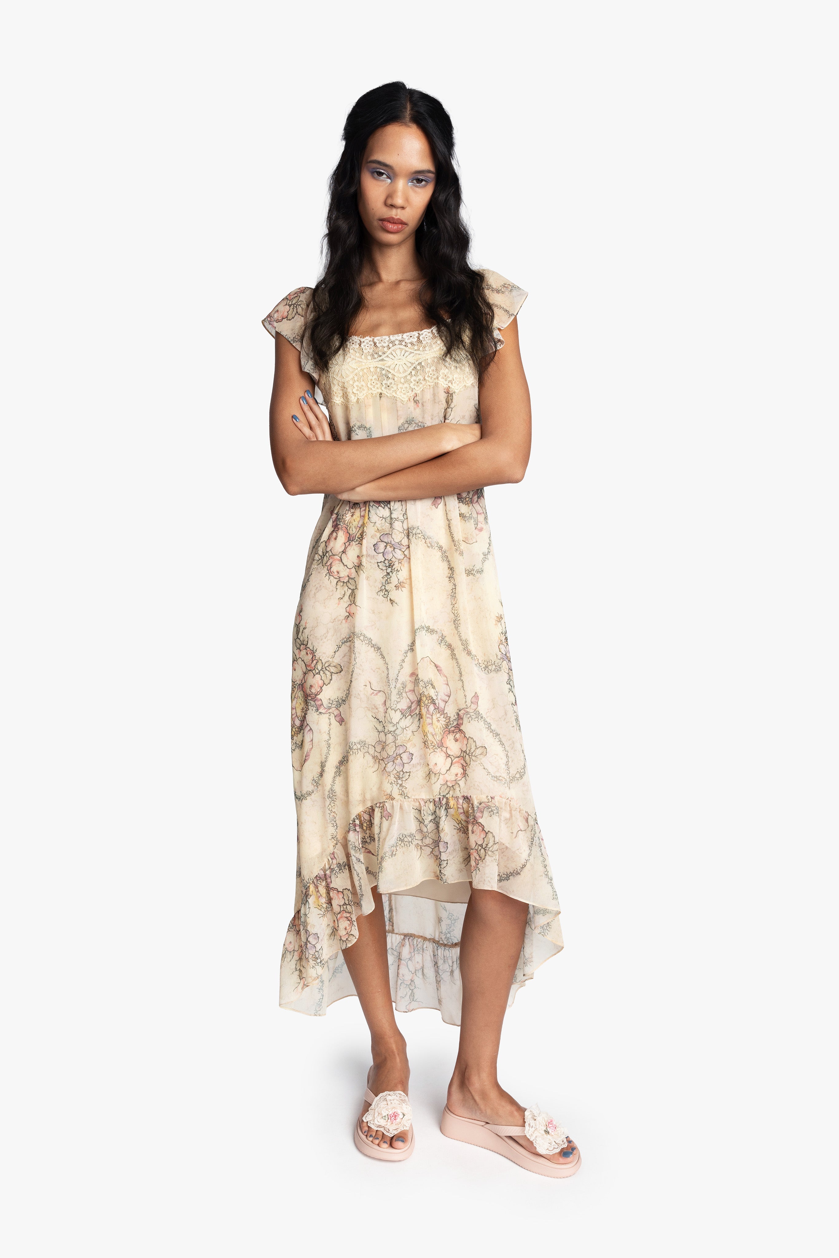 Spirit Bloom Chiffon Ruffle Dress - Anna Sui Online