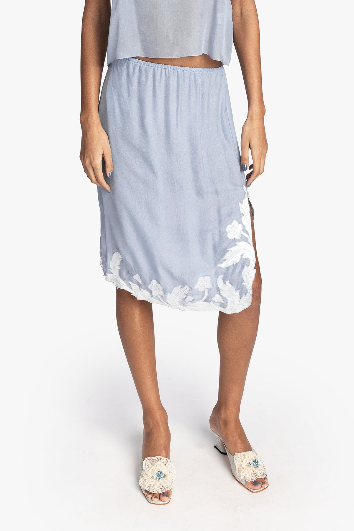 Nouveau Satin Applique Skirt - Anna Sui Discount