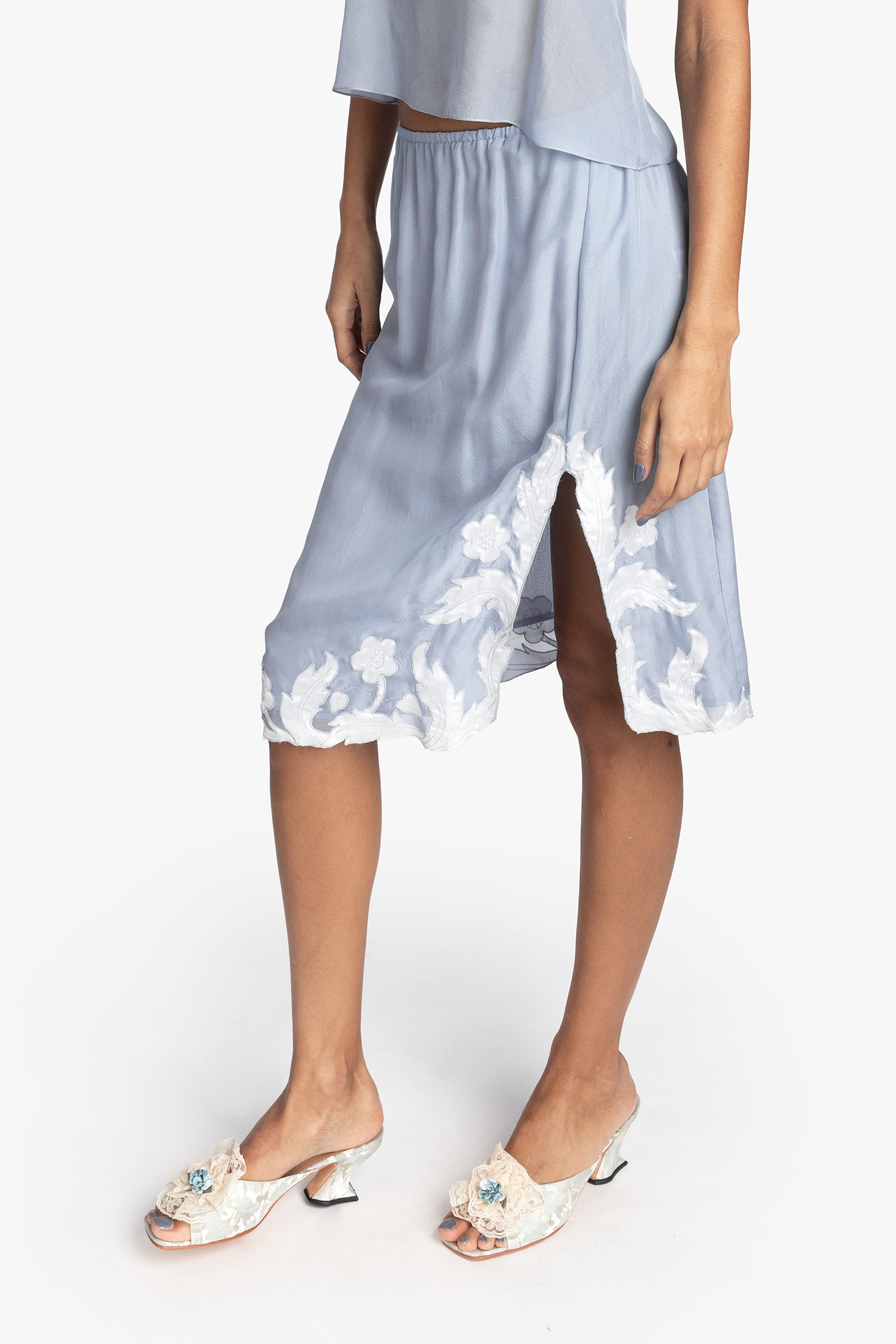 Nouveau Satin Applique Skirt - Anna Sui Discount