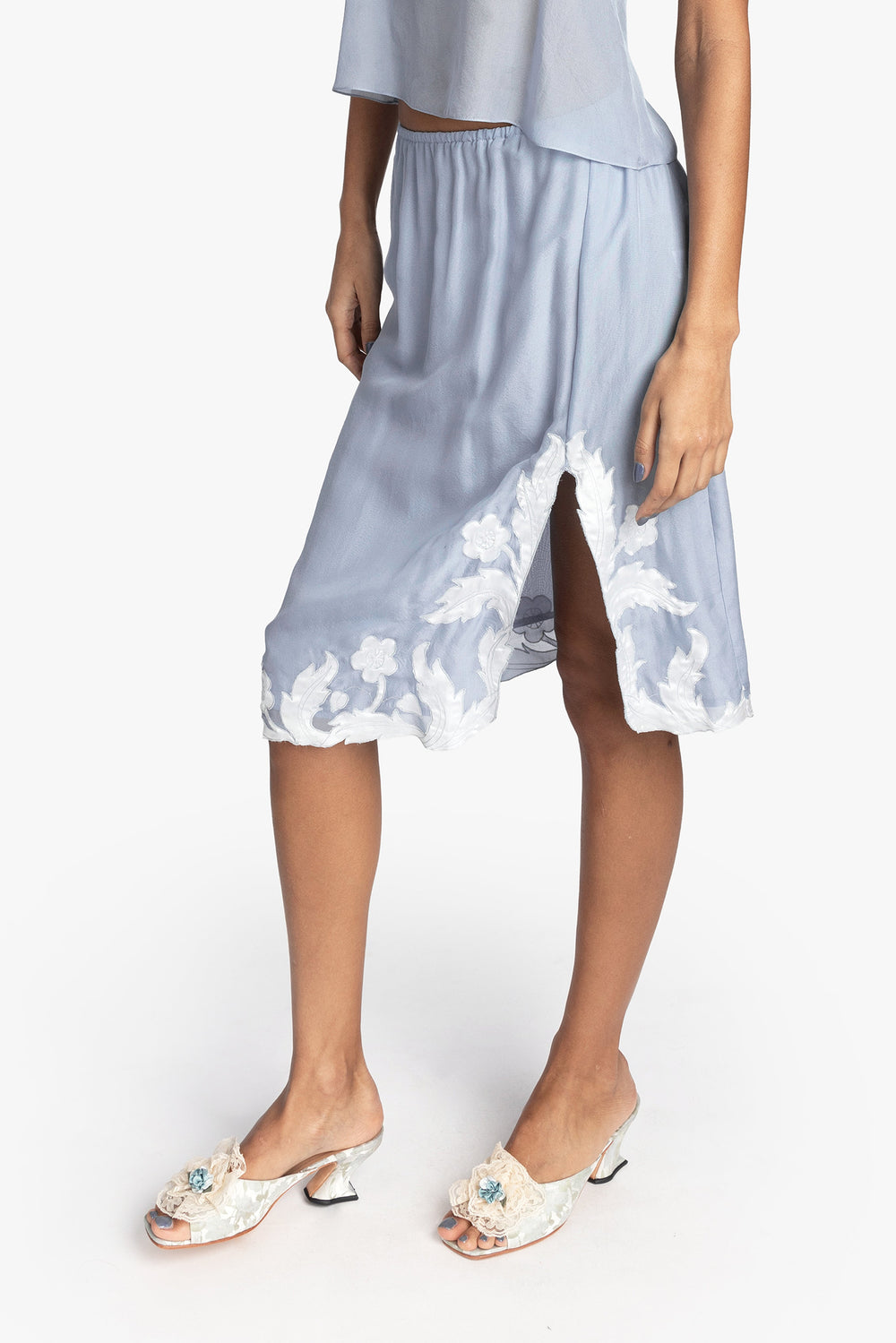 Nouveau Satin Applique Skirt - Anna Sui Discount