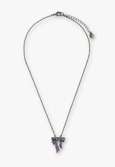 Dark Romance Butterfly Bow Necklace - Gunmetal - Anna Sui Outlet