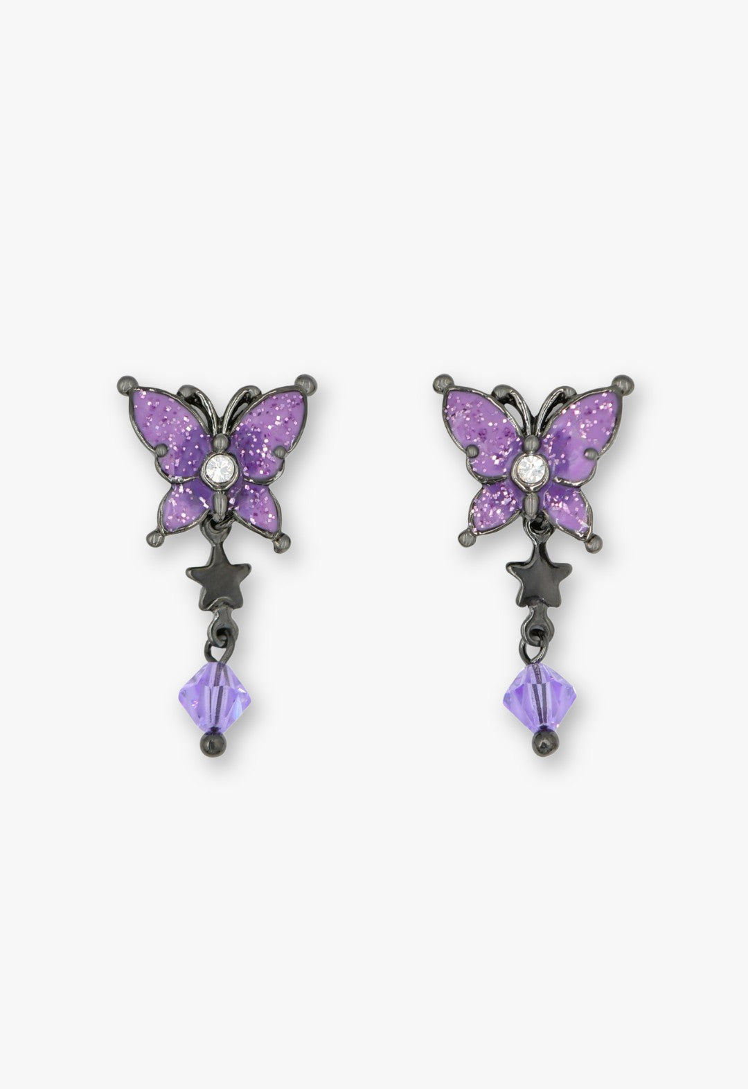 Twilight Gothic Butterfly Earrings - Gunmetal - Anna Sui Sale