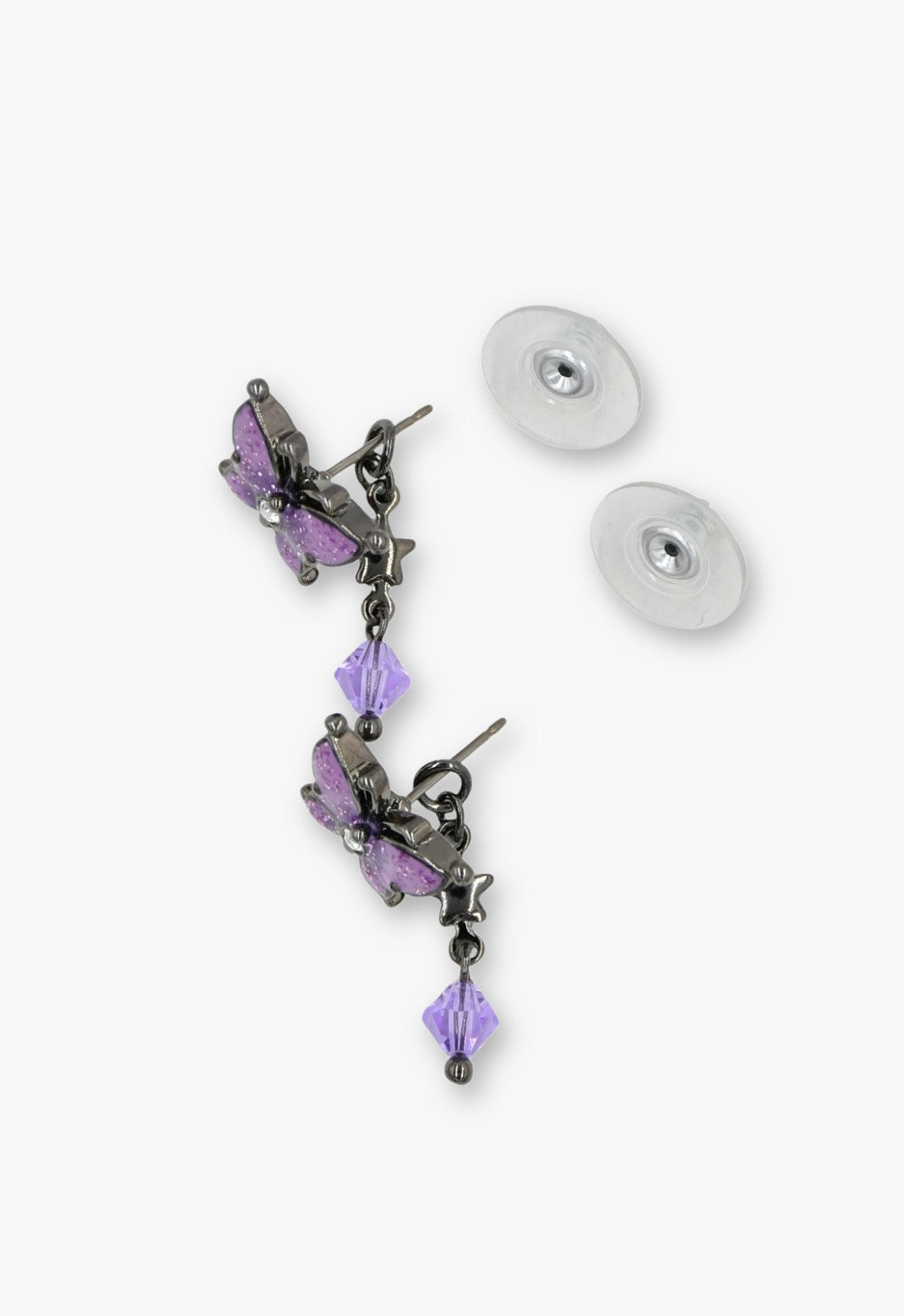 Twilight Gothic Butterfly Earrings - Gunmetal - Anna Sui Sale