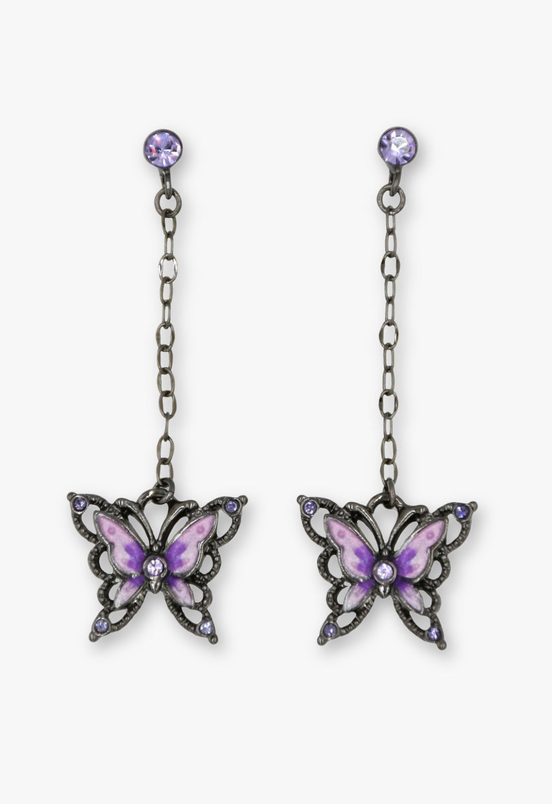 Dark Romance Butterfly Earrings - Gunmetal - Anna Sui US