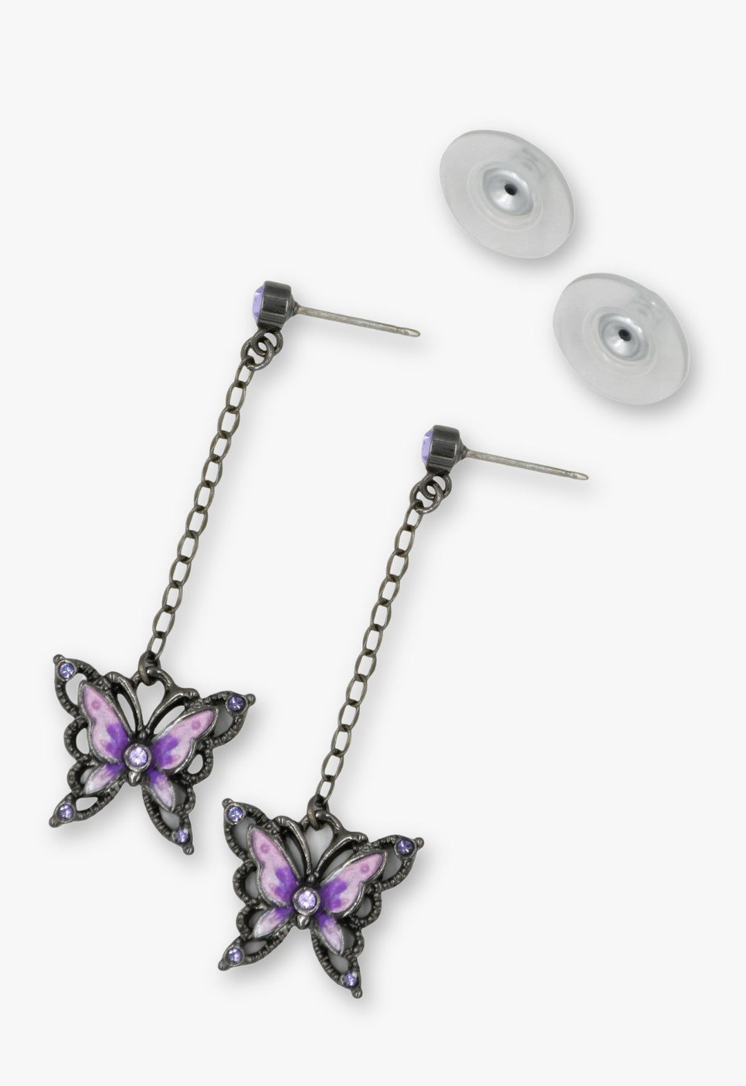Dark Romance Butterfly Earrings - Gunmetal - Anna Sui US