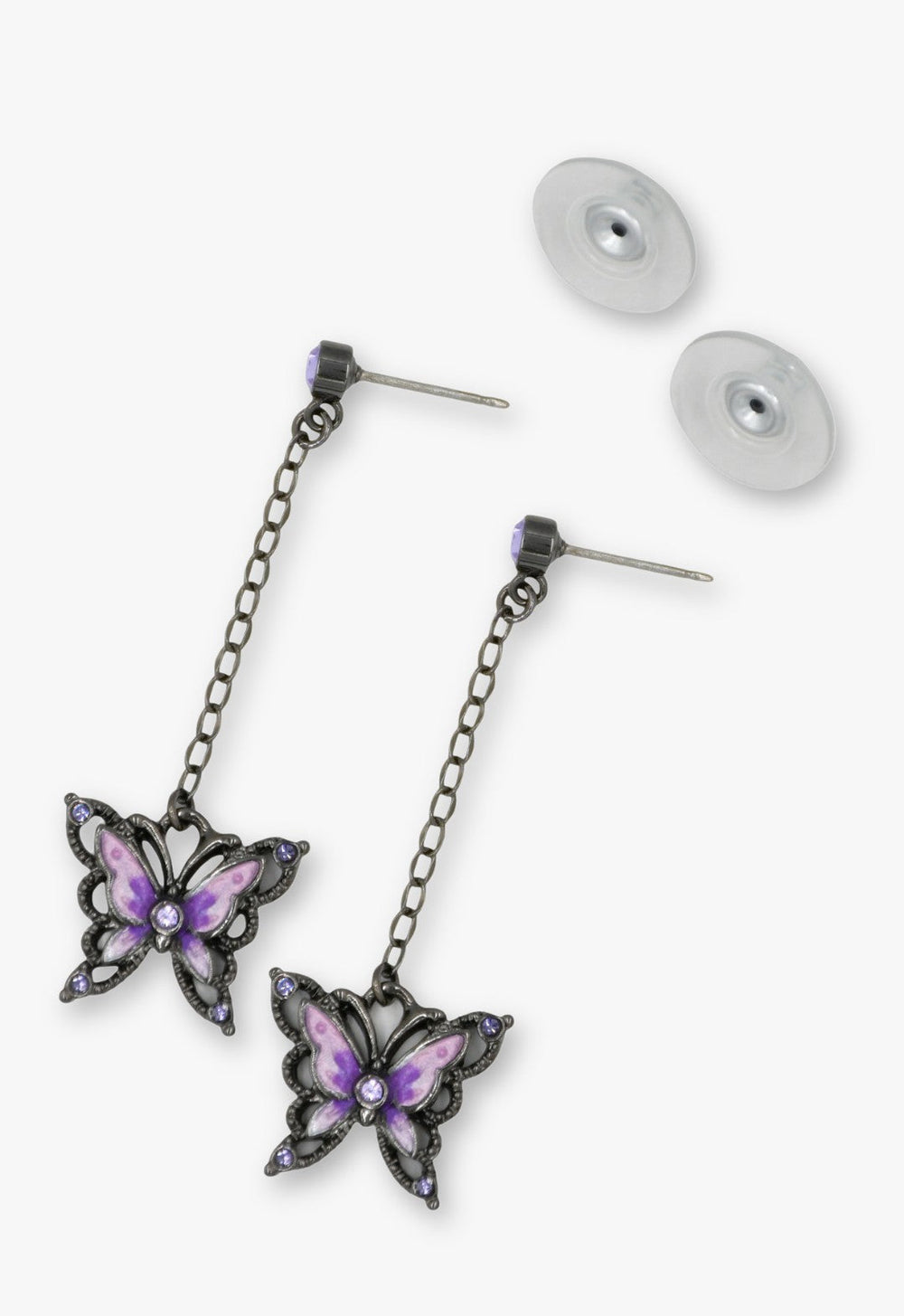 Dark Romance Butterfly Earrings - Gunmetal - Anna Sui US