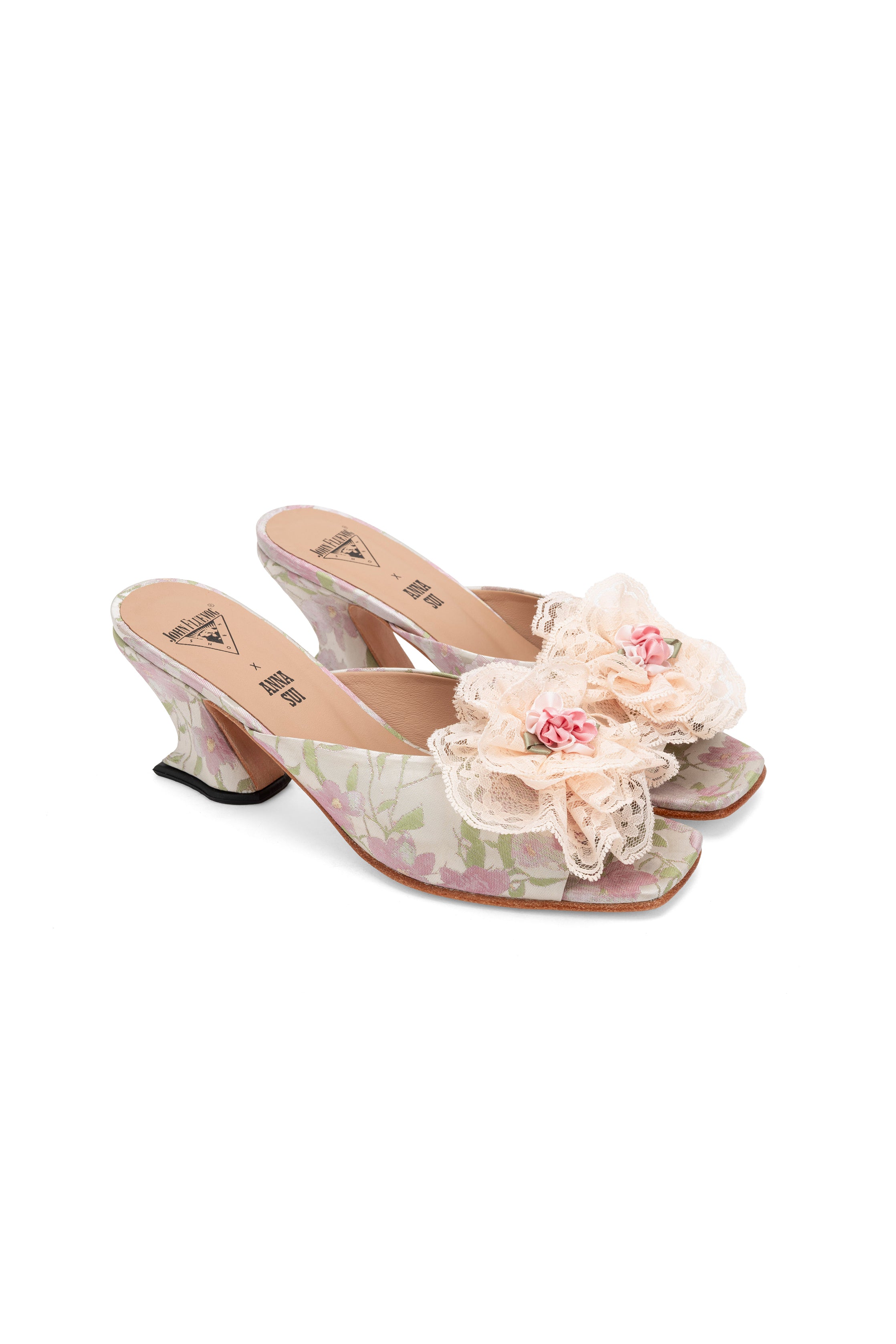John Fluevog x Anna Sui Brocade Mules- Pink - Anna Sui Discount