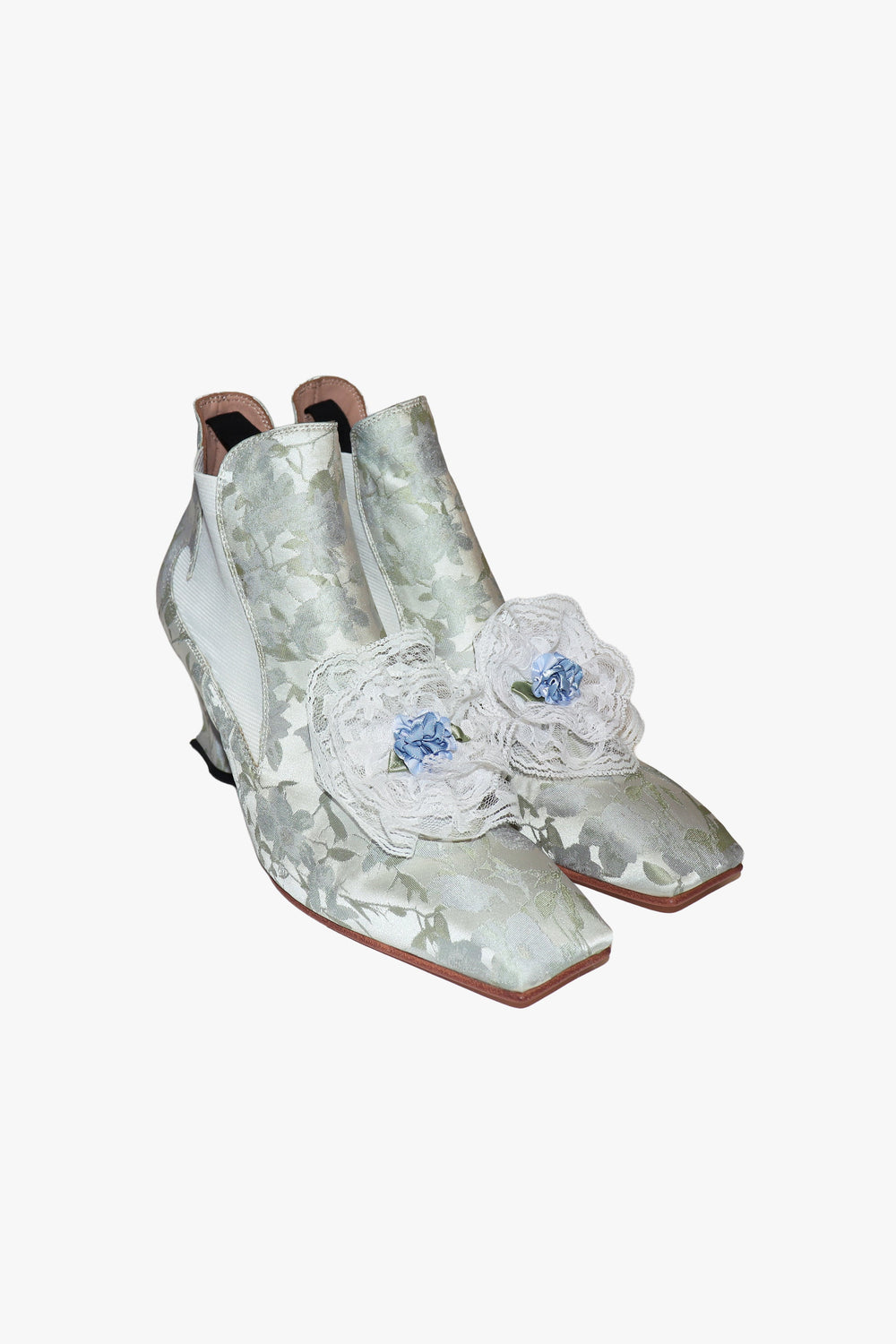 John Fluevog x Anna Sui Brocade Boots- Sky Blue (Sample) - Anna Sui US