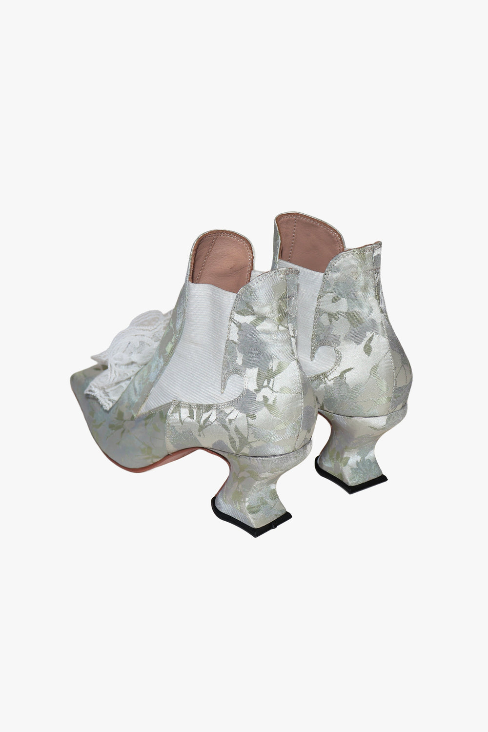 John Fluevog x Anna Sui Brocade Boots- Sky Blue (Sample) - Anna Sui US