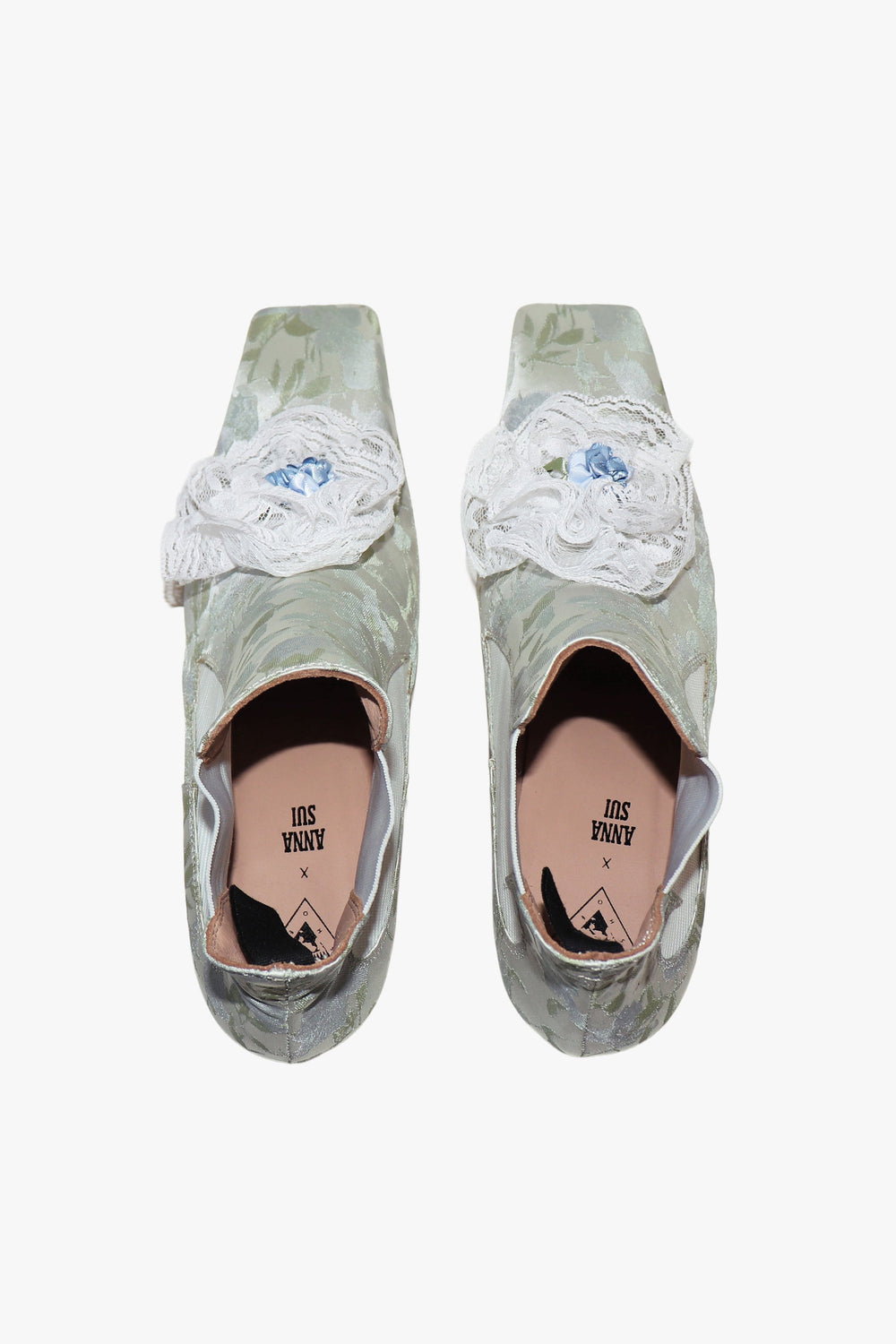 John Fluevog x Anna Sui Brocade Boots- Sky Blue (Sample) - Anna Sui US