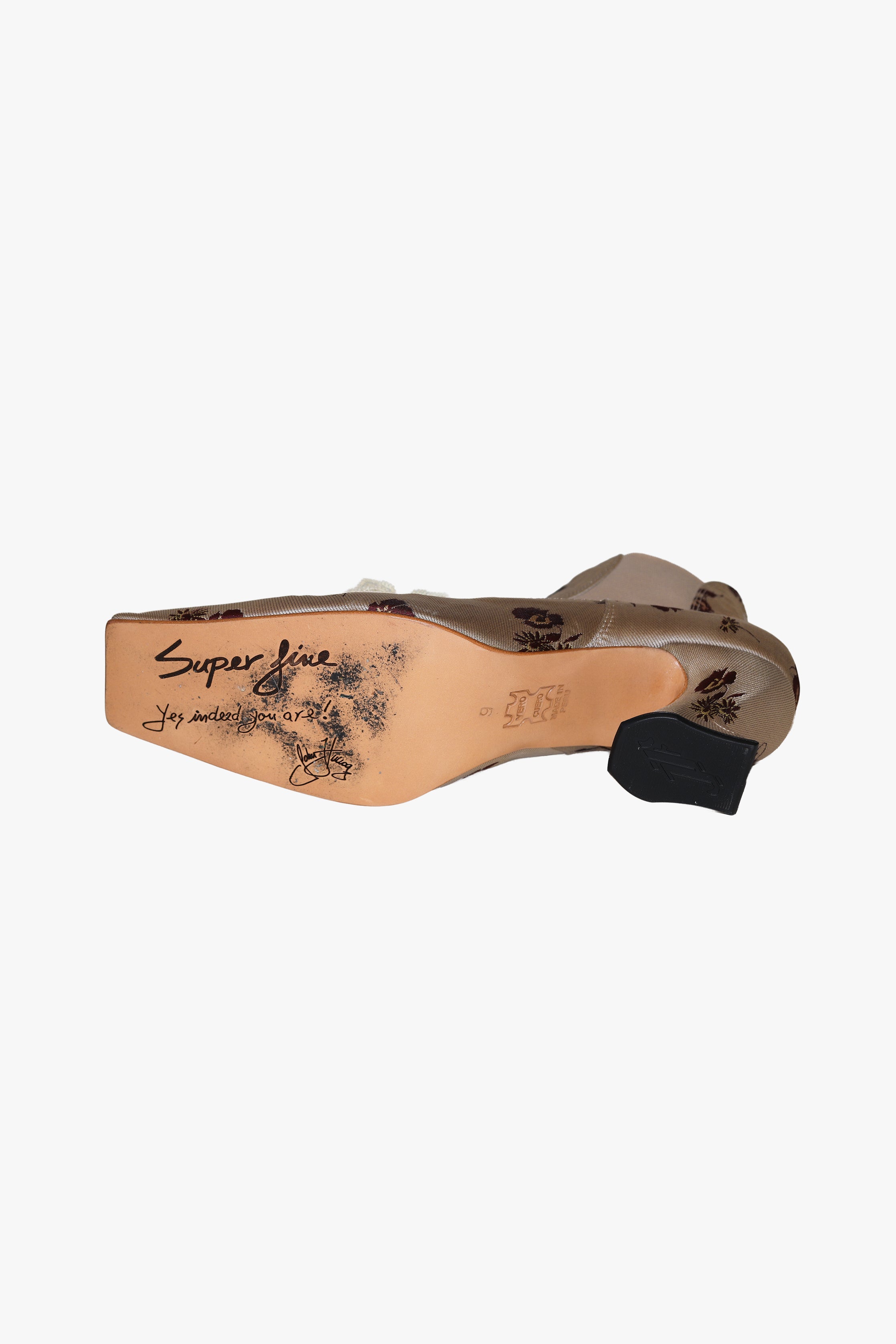 John Fluevog x Anna Sui Brocade Boots- Crimson (Sample) - Anna Sui Outlet