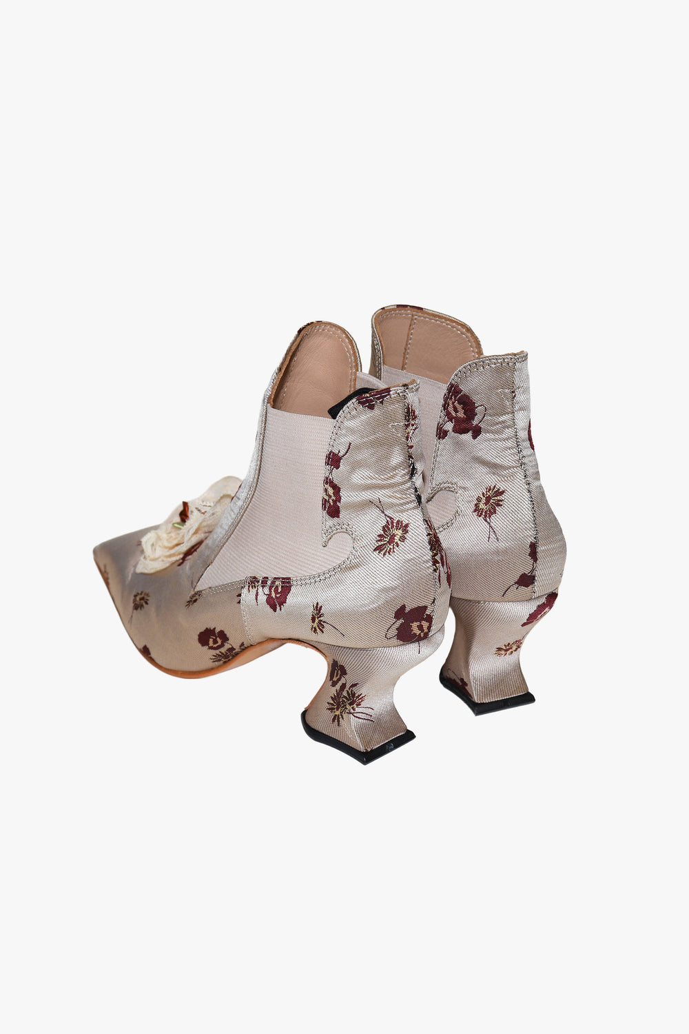 John Fluevog x Anna Sui Brocade Boots- Crimson (Sample) - Anna Sui Outlet