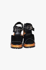 John Fluevog x Anna Sui Clog Sandals - Black and Wood (Sample) - Anna Sui Sale