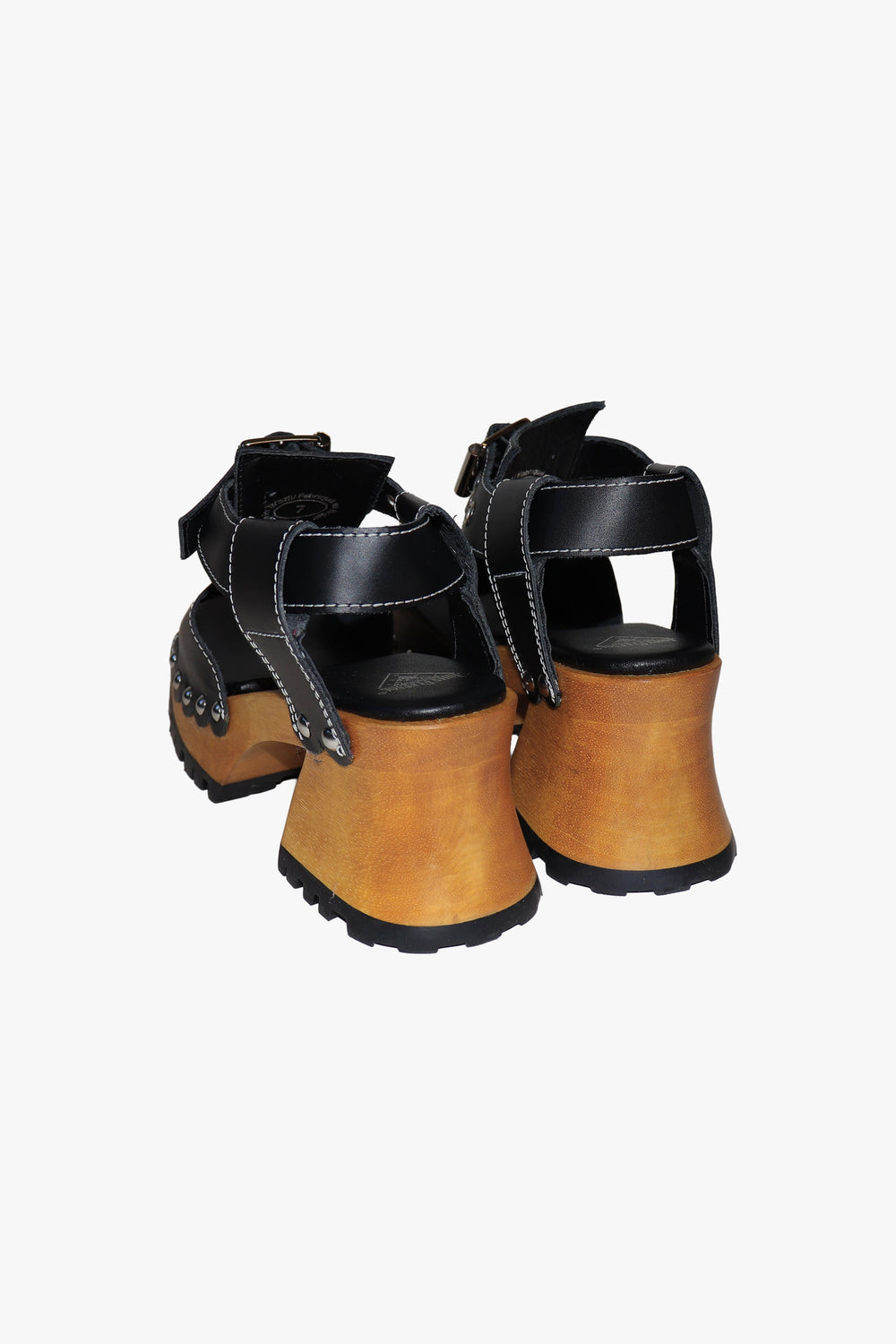 John Fluevog x Anna Sui Clog Sandals - Black and Wood (Sample) - Anna Sui Sale