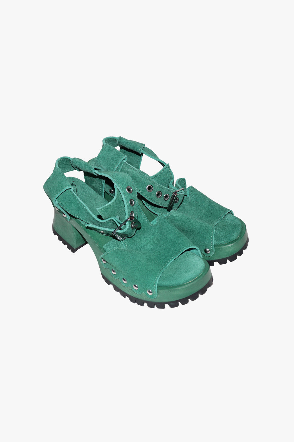 John Fluevog x Anna Sui Clog Sandals - Green (Sample) - Anna Sui Outlet