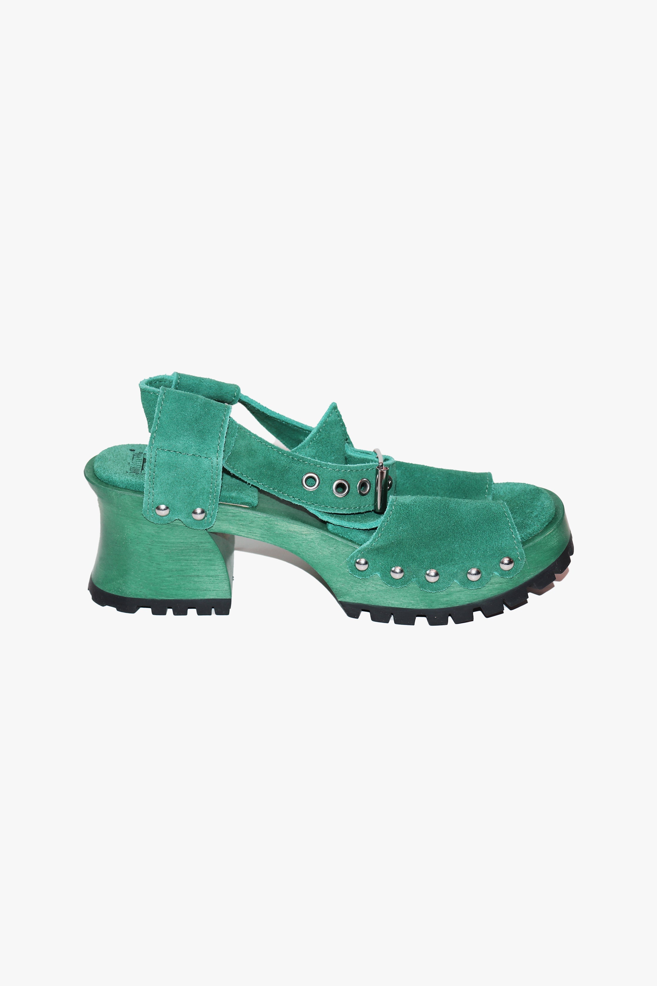 John Fluevog x Anna Sui Clog Sandals - Green (Sample) - Anna Sui Outlet