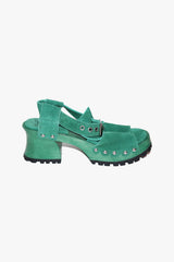 John Fluevog x Anna Sui Clog Sandals - Green (Sample) - Anna Sui Outlet