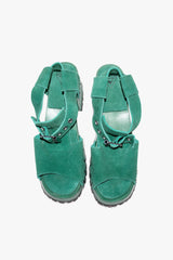 John Fluevog x Anna Sui Clog Sandals - Green (Sample) - Anna Sui Outlet