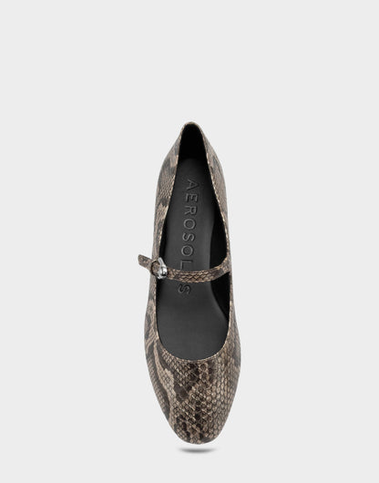 Aerosoles Flat In Champagne Snake Print