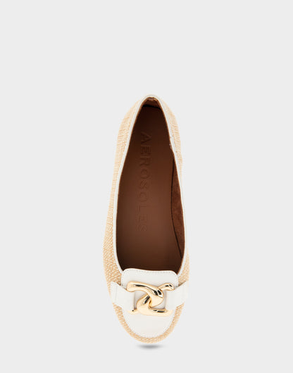 Aerosoles Ballet Flats in Natural/white Raffia Fabric
