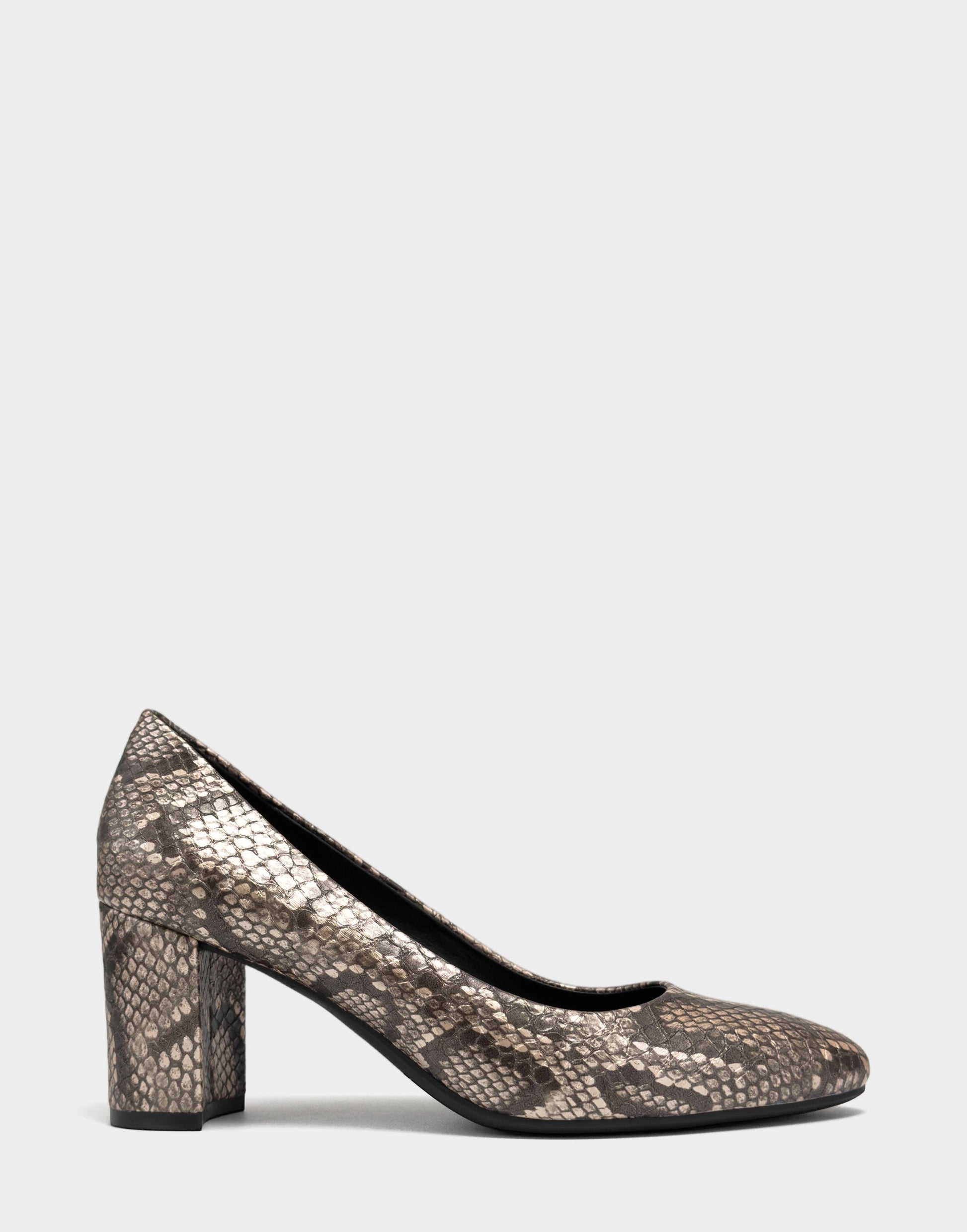 Aerosoles Mid Heel Pump in Champagne Snake Print