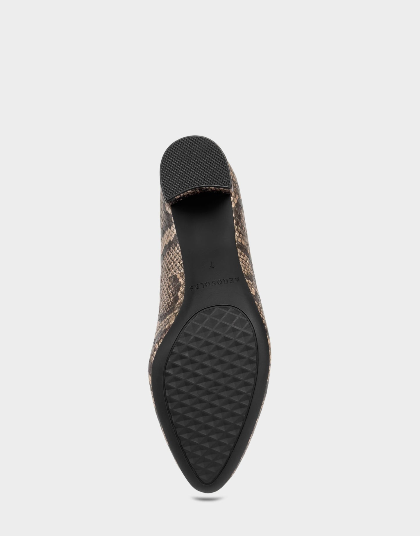 Aerosoles Mid Heel Pump in Champagne Snake Print