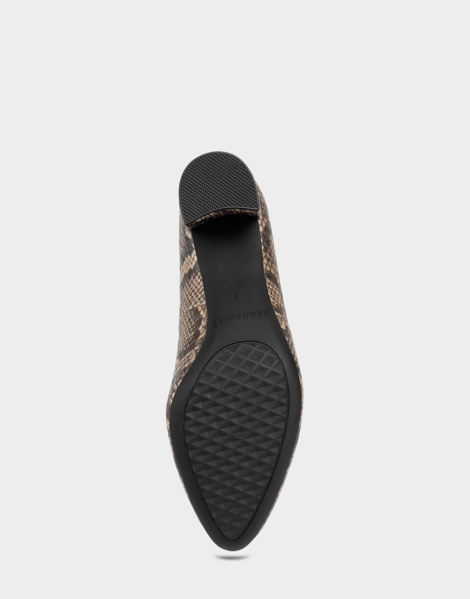 Aerosoles Mid Heel Pump in Champagne Snake Print
