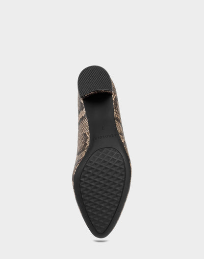 Aerosoles Mid Heel Pump in Champagne Snake Print