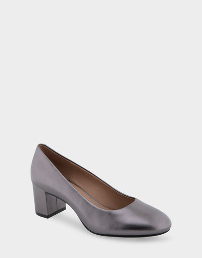 Aerosoles Mid Heel Pump in Gunmetal Genuine Leather