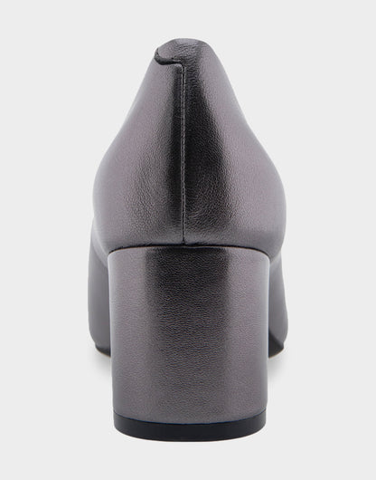 Aerosoles Mid Heel Pump in Gunmetal Genuine Leather