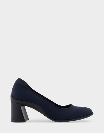 Aerosoles Mid Heel Pump in Navy Stretch