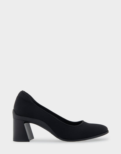 Aerosoles Mid Heel Pump in Black Stretch Fabric Stretch Fabric