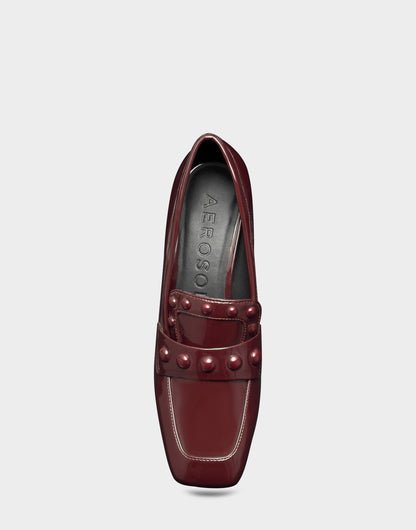 Aerosoles Heeled Loafer In Burgundy Patent