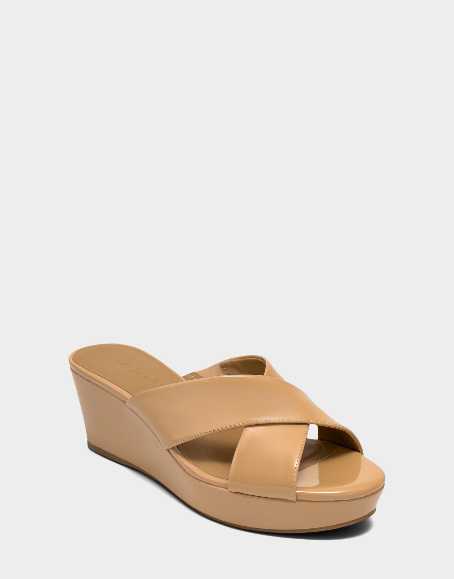 Aerosoles Wedge Sandal in Beige Bisque Patent