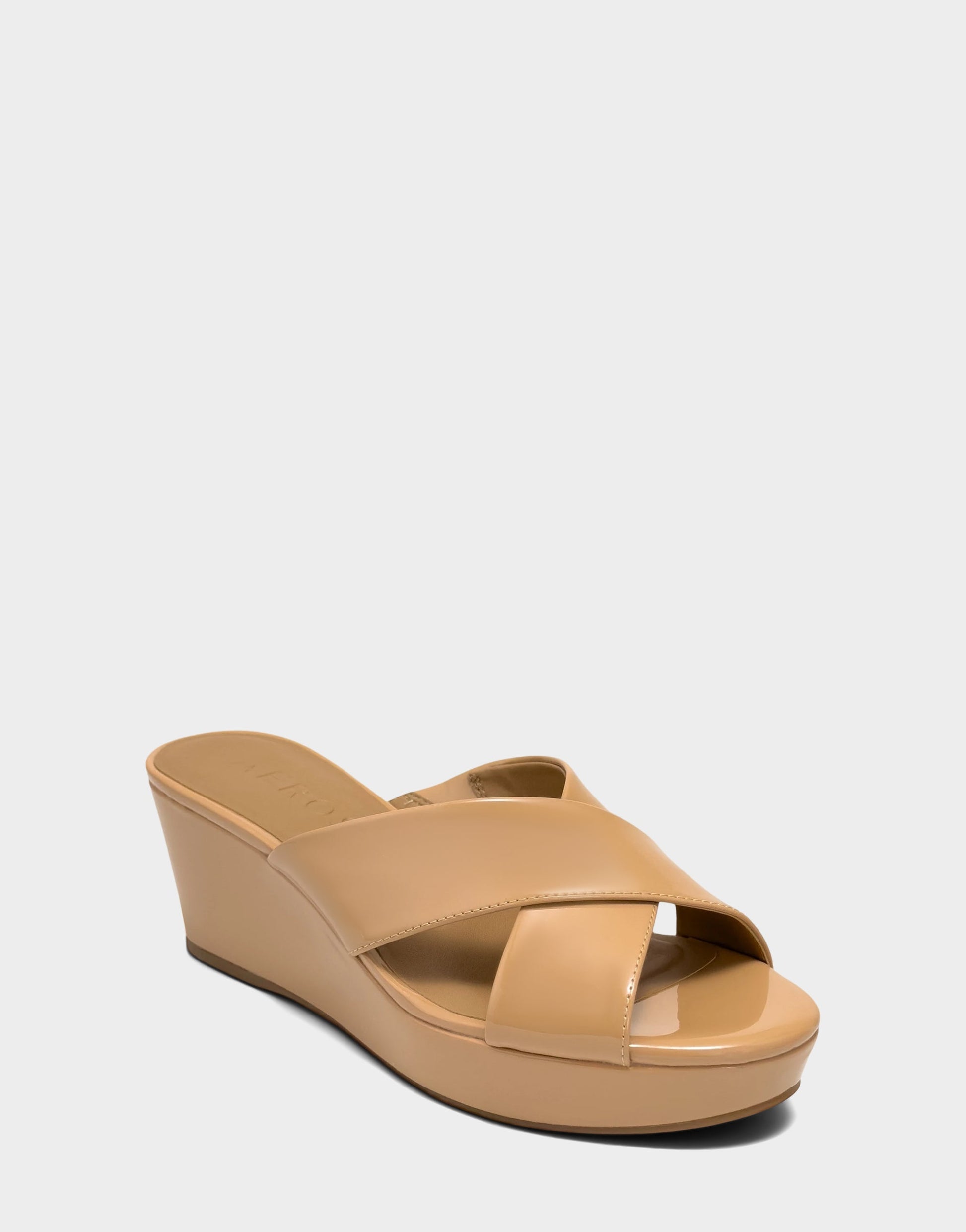 Aerosoles Wedge Sandal in Beige Bisque Patent