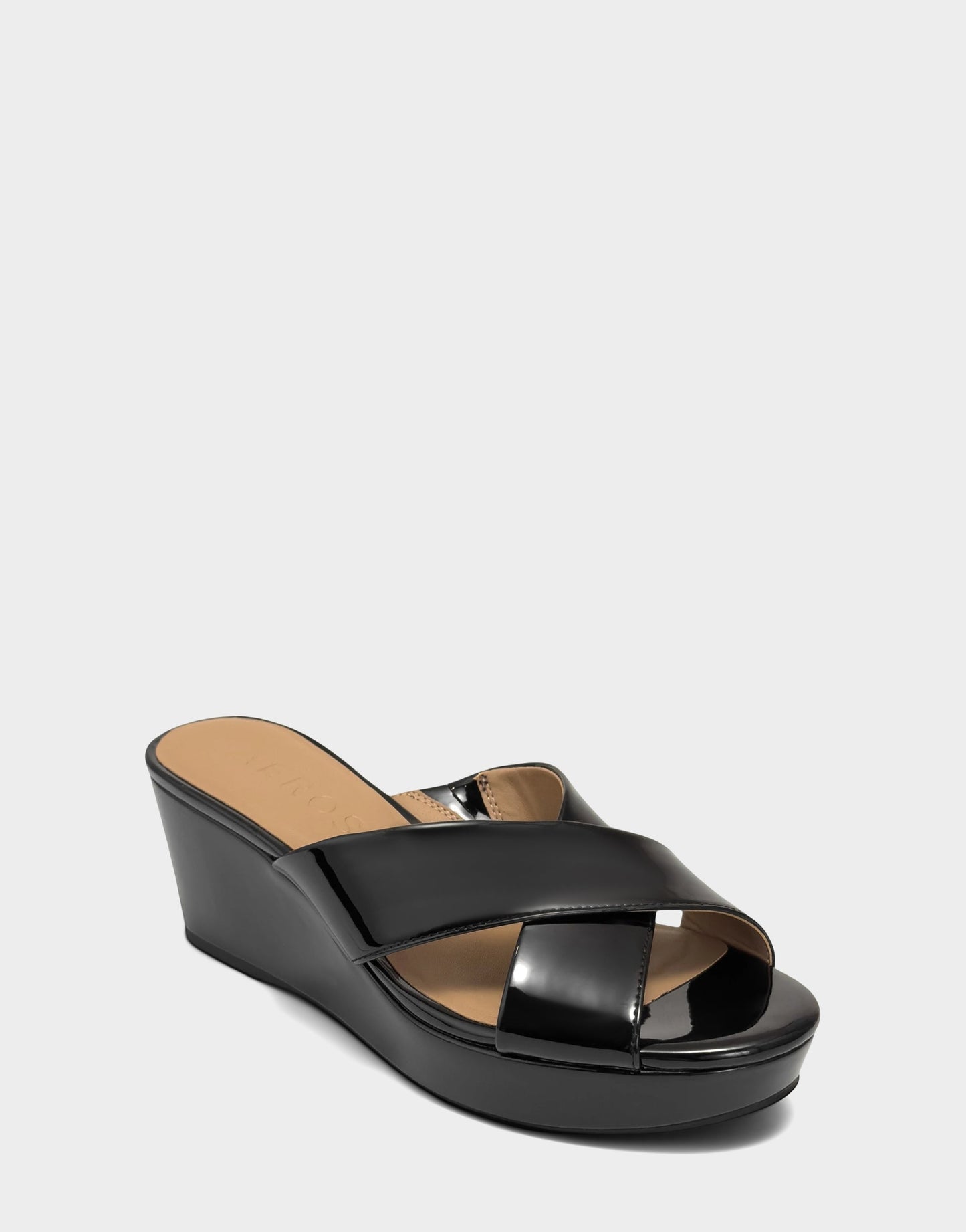 Aerosoles Wedge Sandal in Black Patent