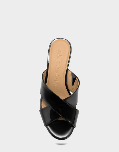 Aerosoles Wedge Sandal in Black Patent