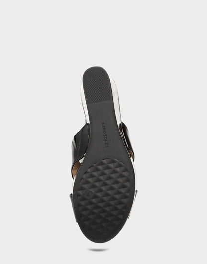 Aerosoles Wedge Sandal in Black Patent