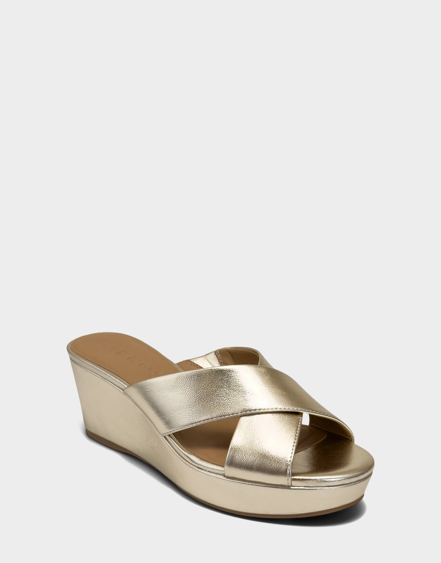 Aerosoles Wedge Sandal in Soft Gold Metallic