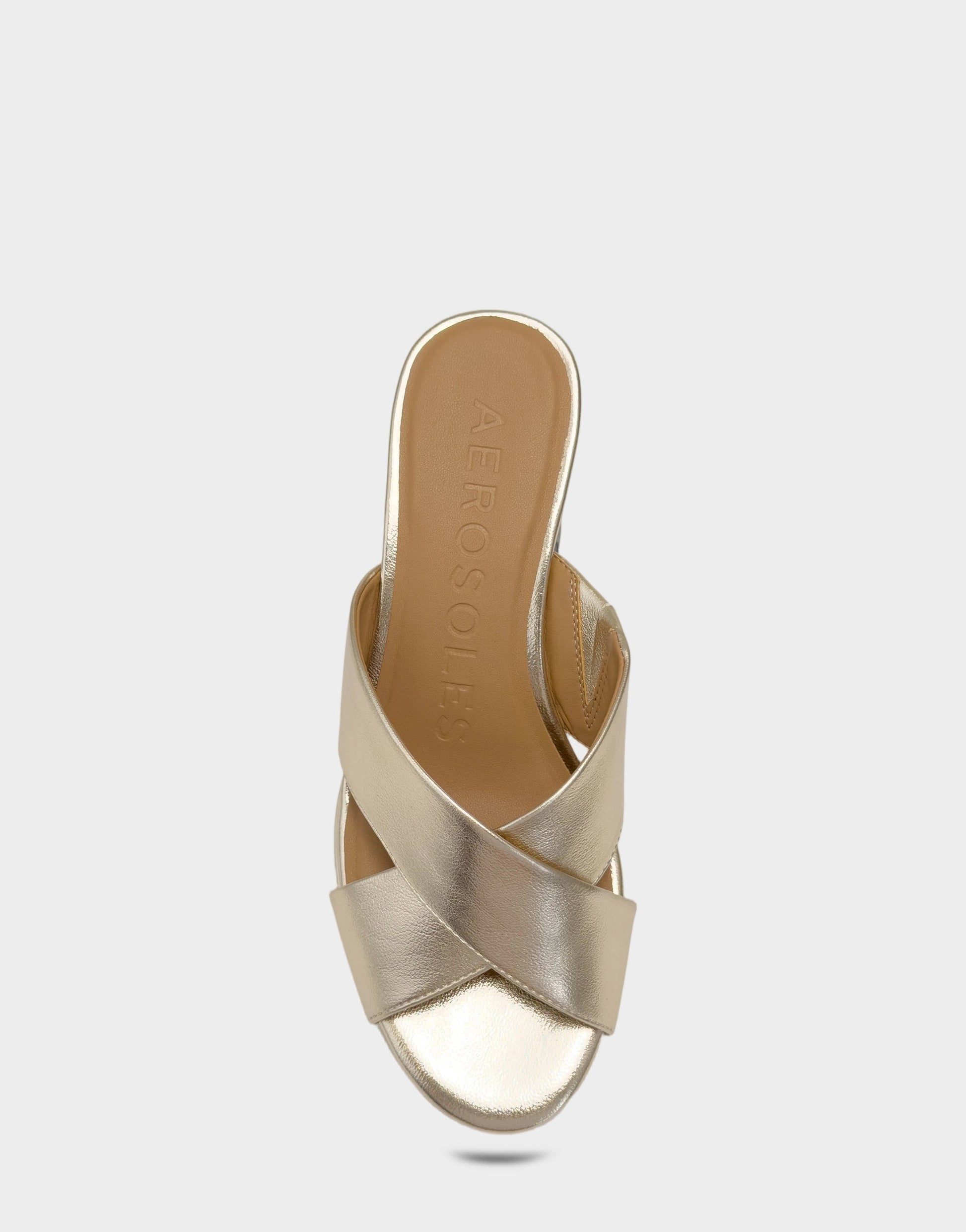 Aerosoles Wedge Sandal in Soft Gold Metallic