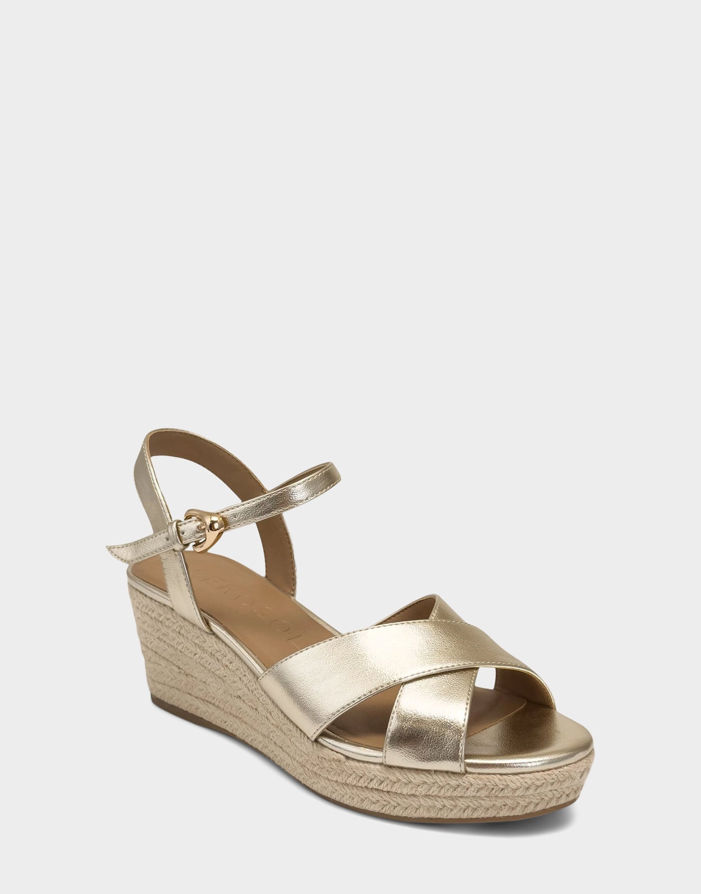 Aerosoles Wedge Sandal in Soft Gold Metallic