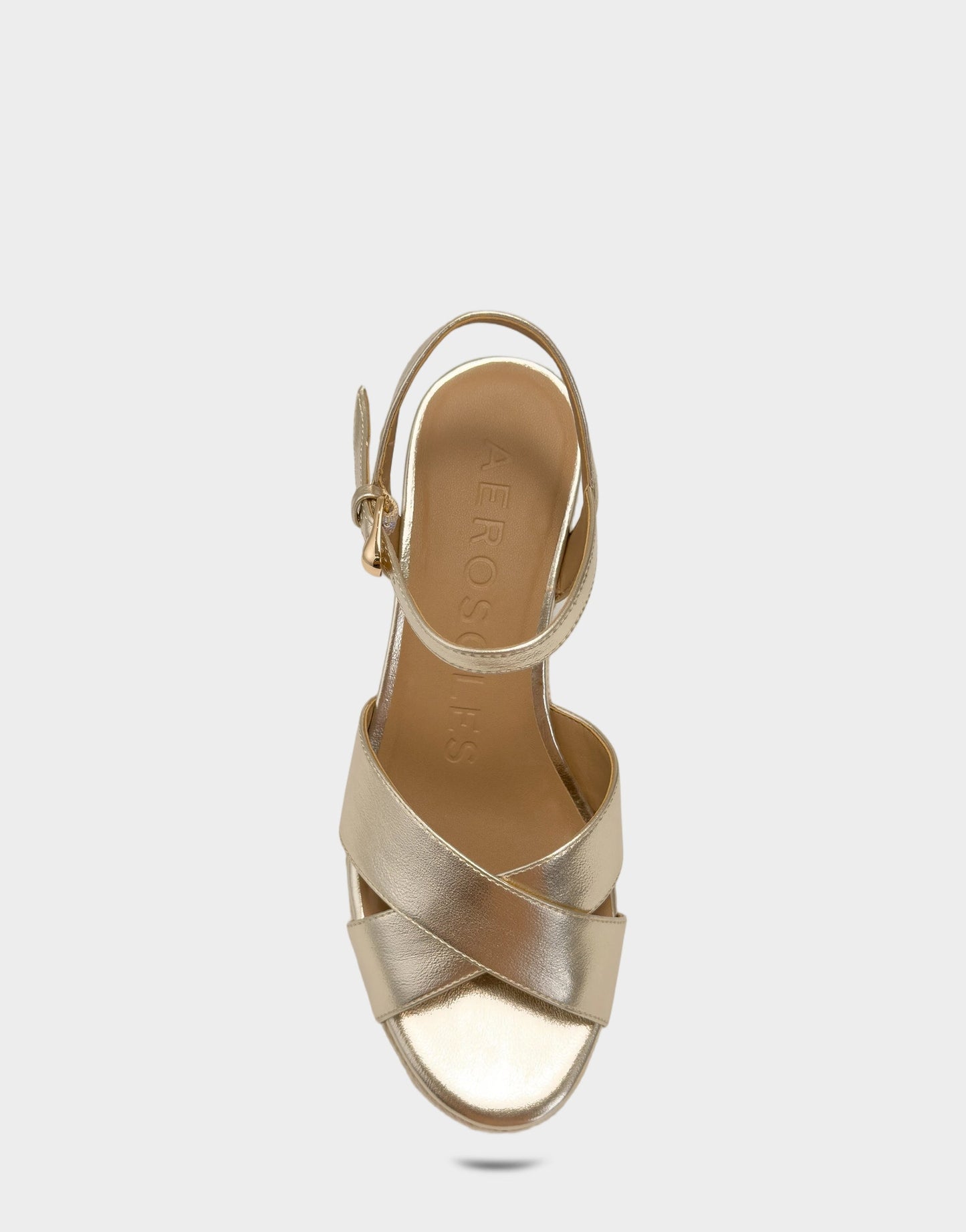 Aerosoles Wedge Sandal in Soft Gold Metallic