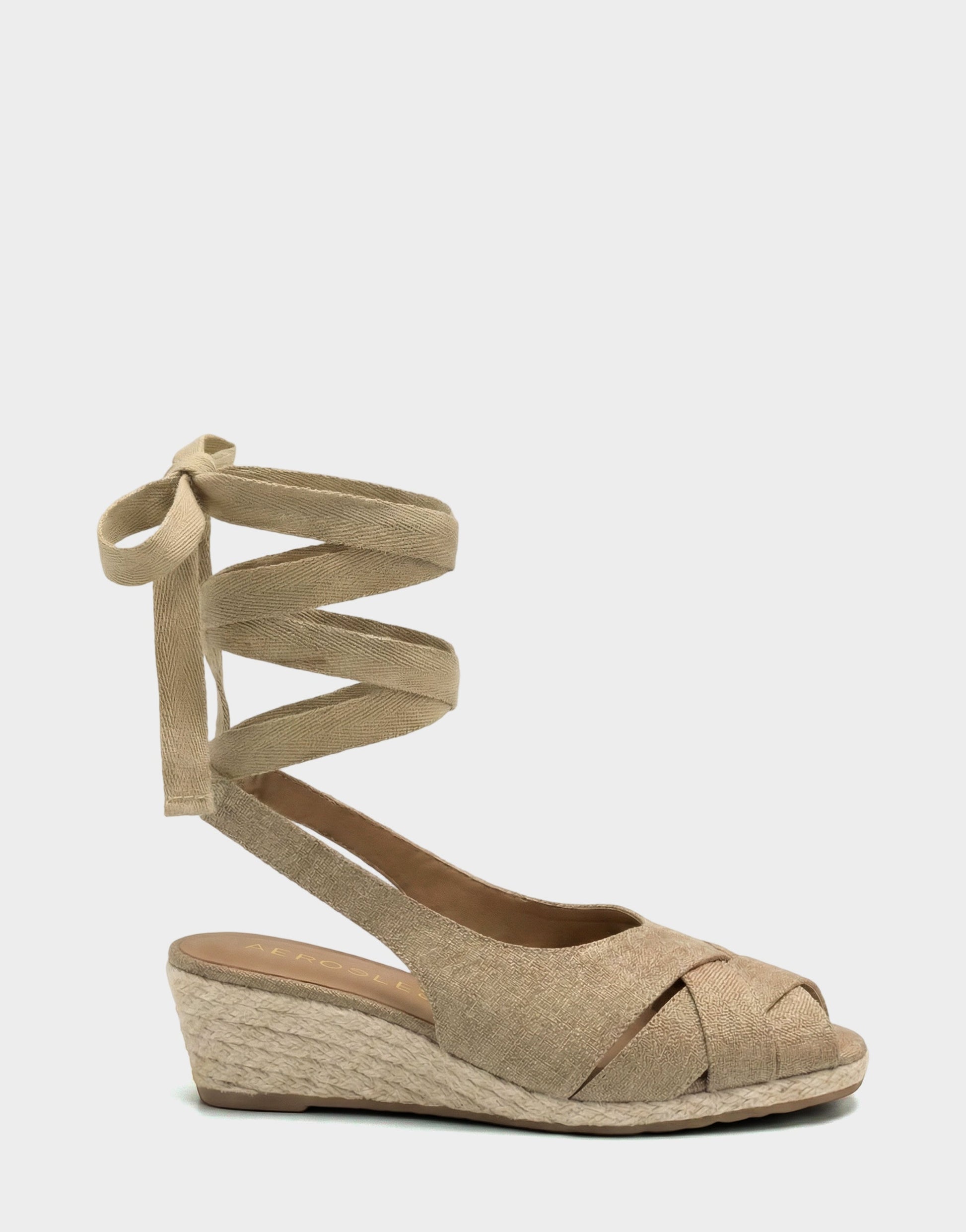 Aerosoles Lace Up Espadrille Wedge in Dark Linen