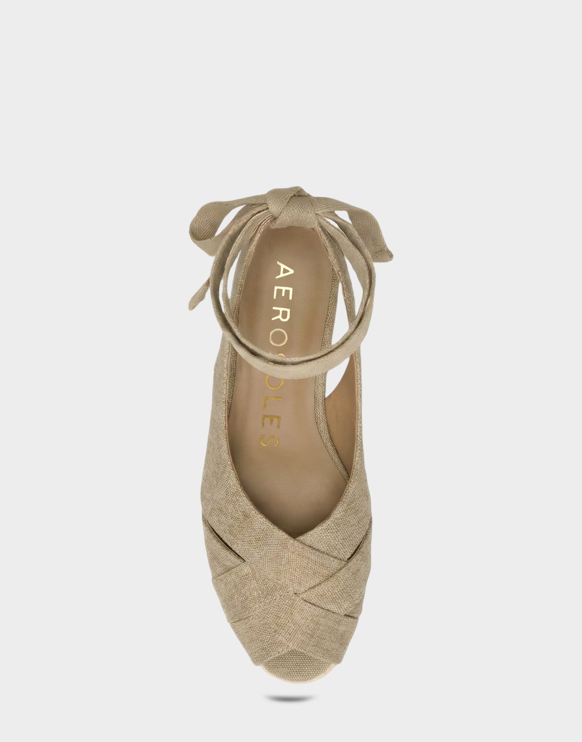 Aerosoles Lace Up Espadrille Wedge in Dark Linen